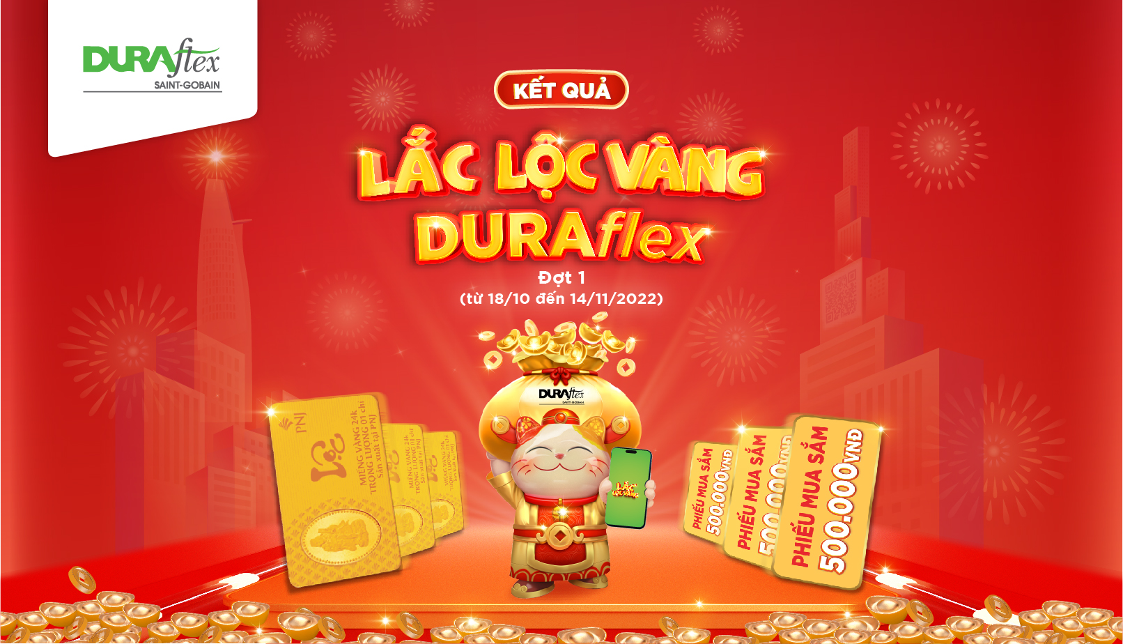 KẾT QUẢ LẮC LỘC VÀNG DURAflex ĐỢT 1 (18/10 ĐẾN 14/11/2022) - KHU VỰC MIỀN NAM