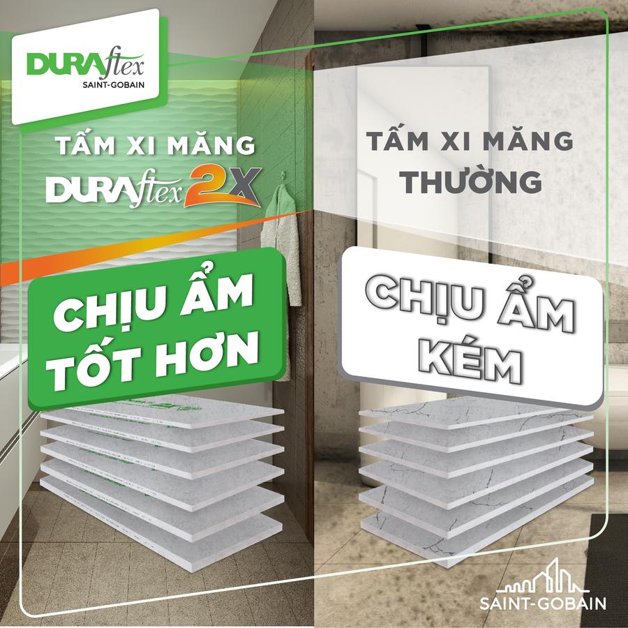 tấm lót sàn nhà xi măng Cemboard DURAflex 2X có khả năng chịu ẩm tốt