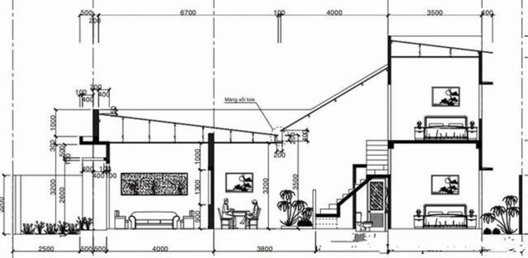 Bản vẽ cad thiết kế mẫu nhà gác lửng 5x15m